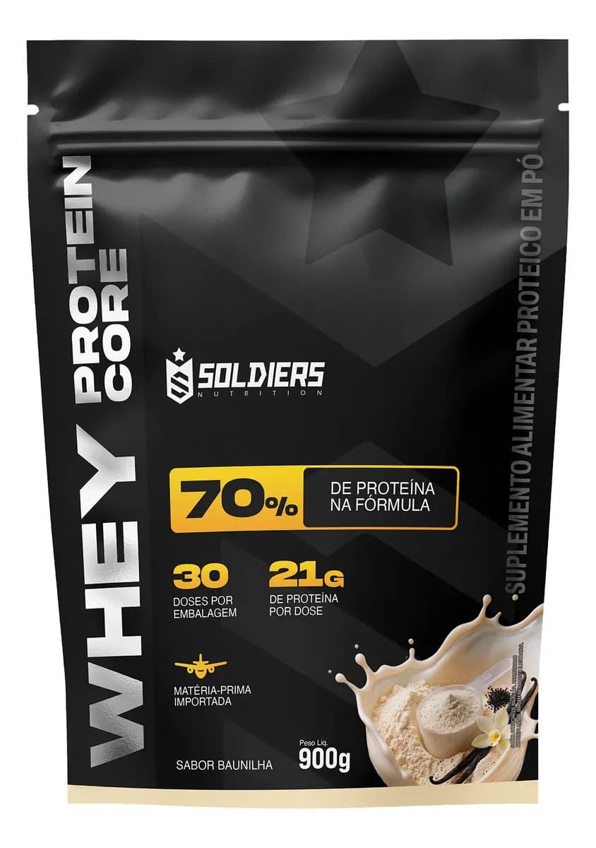 Soldiers Nutrition Whey Core 70% de Proteina Concentrada - Baunilha 900g - Soldiers Nutrition