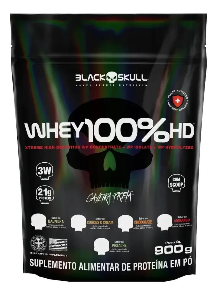 Black Skull Suplemento en pó Black Skull Whey Protein Massa Muscular Proteína de Whey 100% HD sabor chocolate x 900g