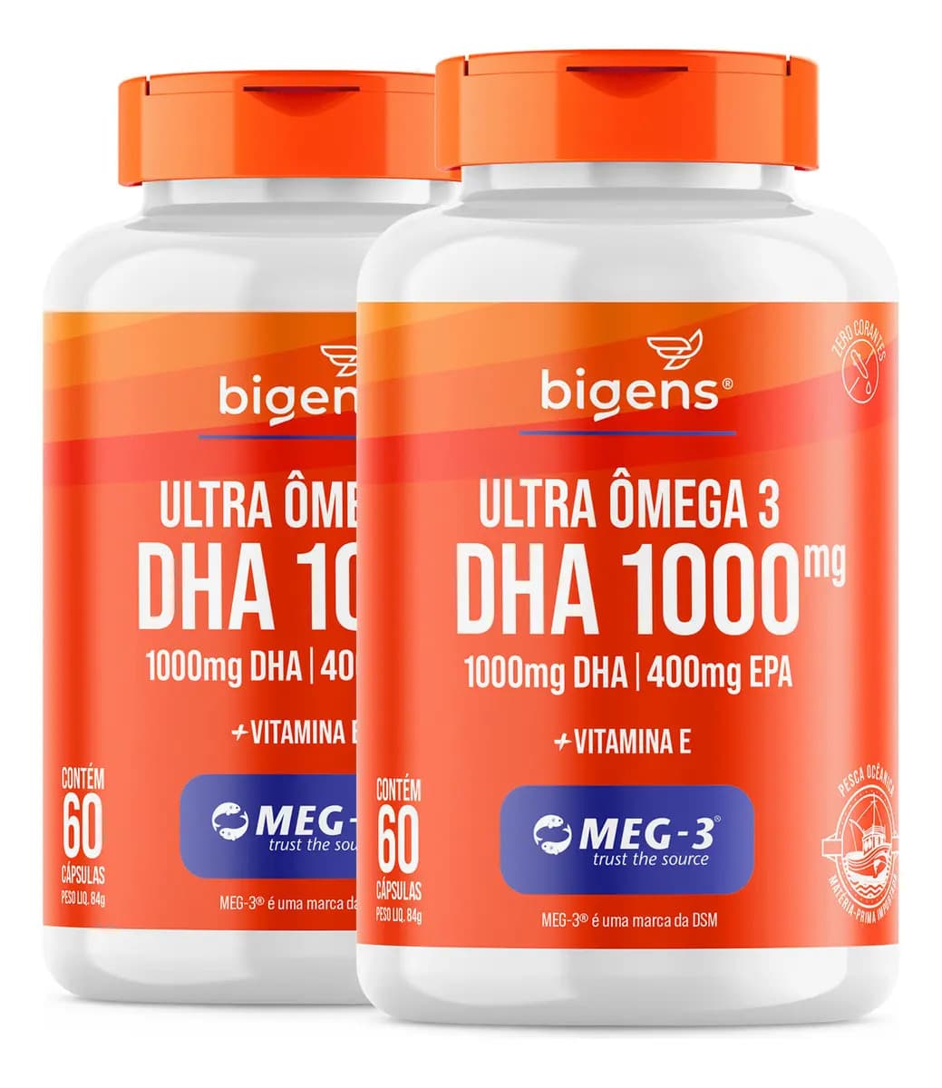 Bigens 2x Ultra Omega 3, Dha 1000mg, 400mg Epa - MEG-3, Total 120 Cáps | Bigens