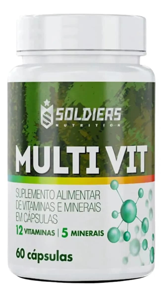 Soldiers Nutrition Multivitamínico 12 Vitaminas 5 Minerais 60 Cápsulas Soldiers Nutrition Energia Bem-Estar