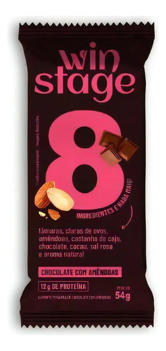 WinStage Barra De Proteína Chocolate Amêndoas Sem Açúcar Winstage 54g