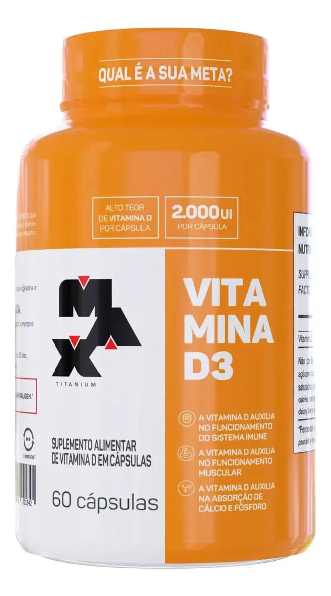 Max Titanium Vitamina D3 60 Cápsulas Max Titanium