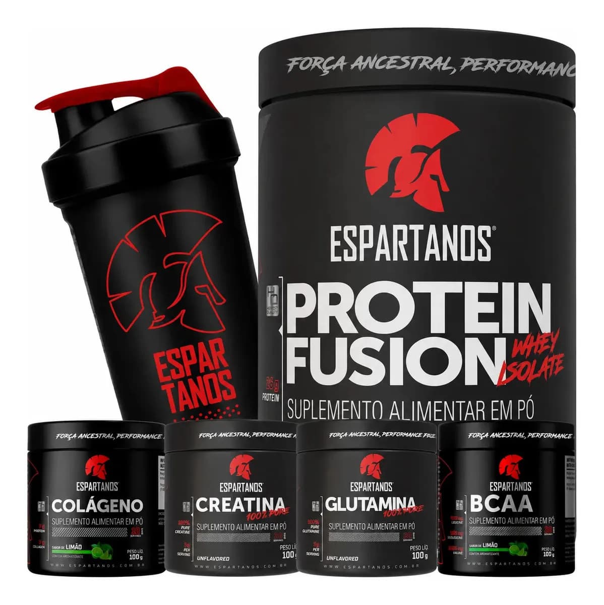 Espartanos Whey Protein + Bcaa + Creatina + Glutamina + Colágeno + Copo Sabor Chocolate
