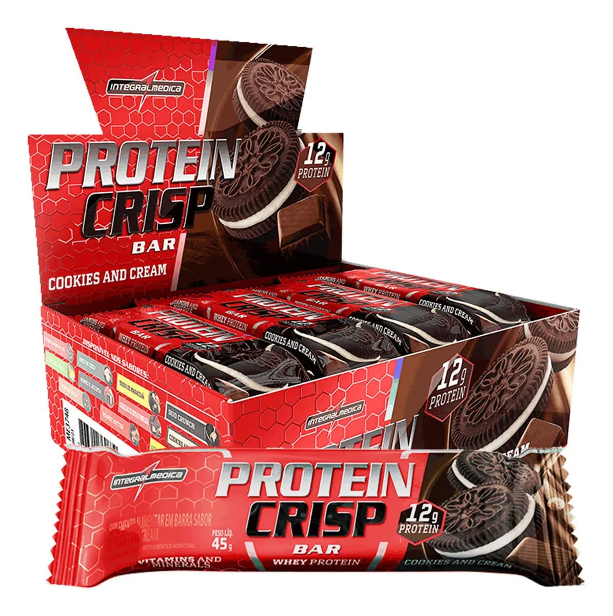 Integralmédica Barra de Proteína Whey Crisp Bar Cookies & Cream 12un Integralmedica - Proteína de Alta Qualidade e Sabor Incrível para Treinos