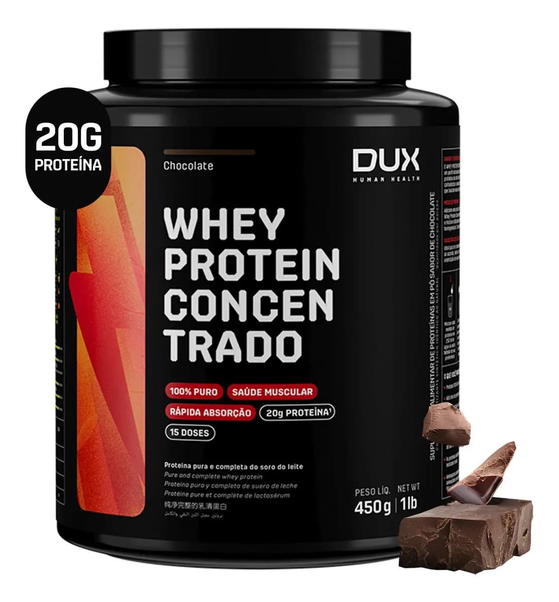 Dux Nutrition Whey Protein Concentrado 450g Dux Nutrition Sabor Chocolate