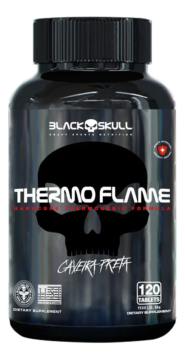 Black Skull Termogênico em cápsula Black Skull Thermoflame em pote de 96g 120 caps Sem sabor