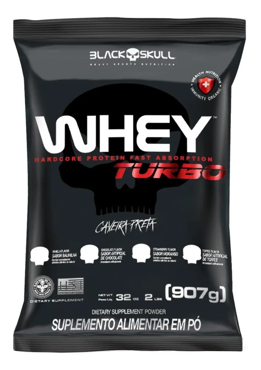 Black Skull Suplemento en pó Black Skull Caveira Preta- Proteínas de Whey sabor baunilha x 907g