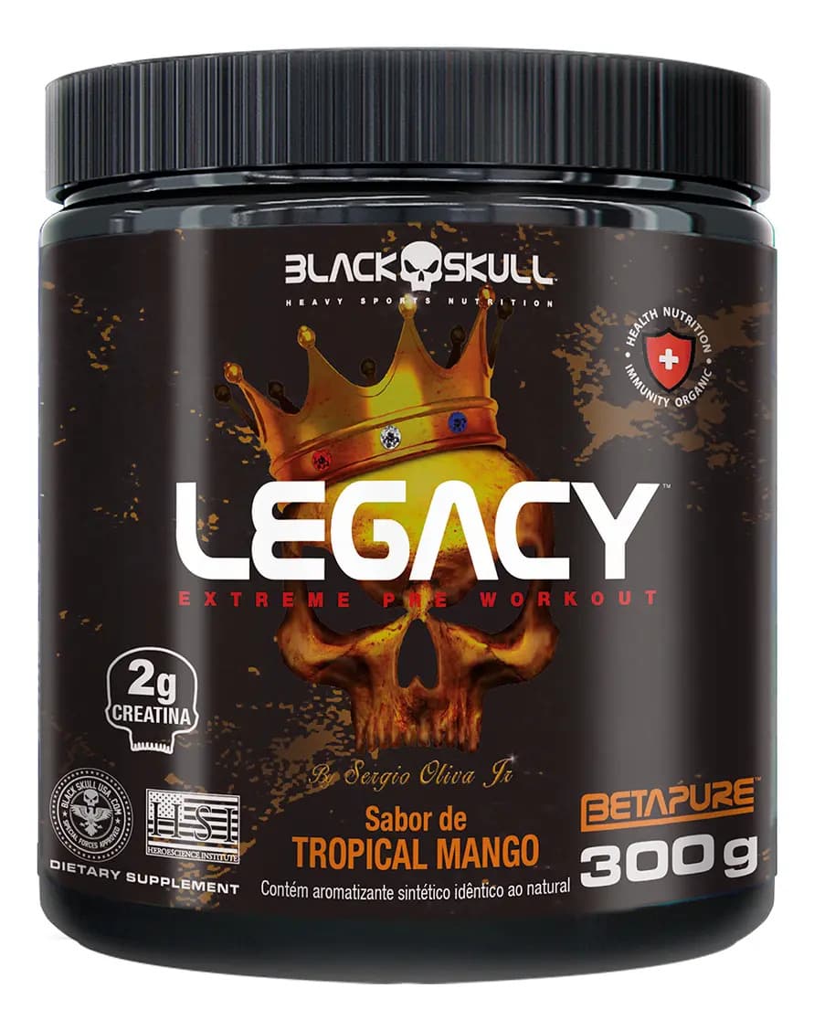 Black Skull Pré-treino Legacy - 300g Black Skull Tropical Mango