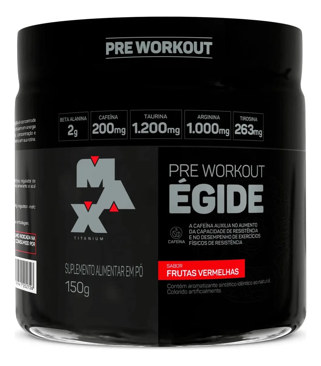 Max Titanium Pré Treino 150g Égide Max Titanium Frutas Vermelhas Energia e Foco