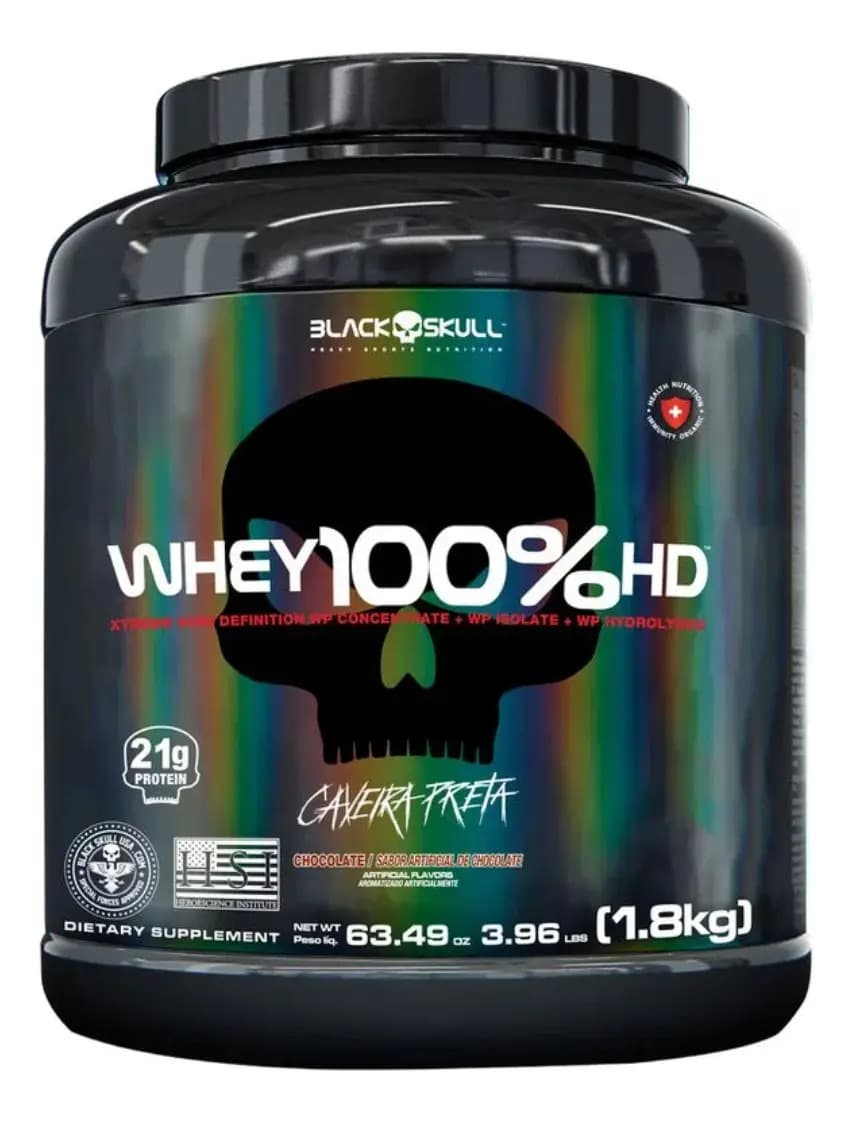 Black Skull Whey 100% Hd Sabor Chocolate 1,8kg Black Skull