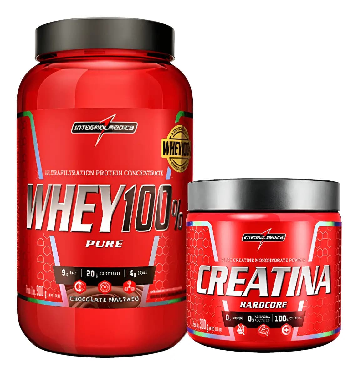 Integralmédica Whey 100% Pure Integralmedica + Creatina Pure Hardcore 300g Sabor Chocolate