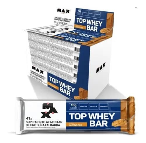 Max Titanium Barra Max Titanium Top Whey Bar Proteínas Sabores x12 Sabor Amendoim