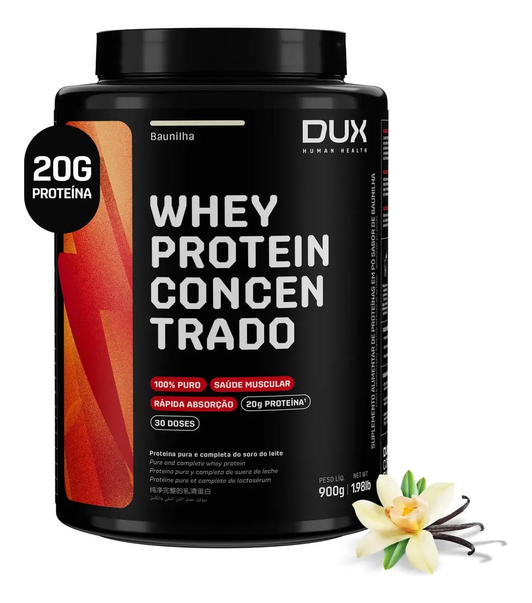Dux Nutrition Whey Protein Concentrado - Pote 900g Dux Nutrition - Sabor Baunilha
