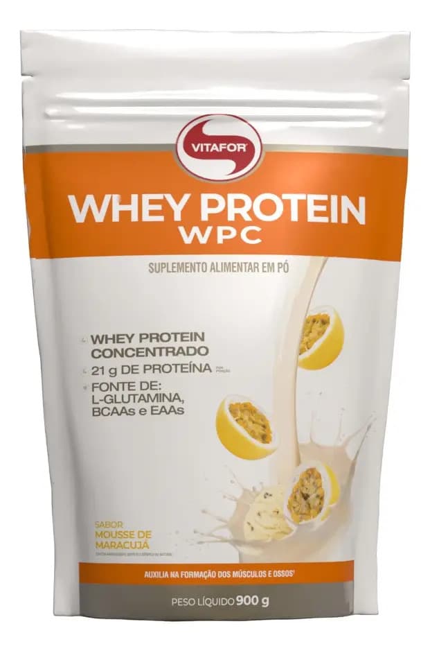 Vitafor Whey Protein Wpc Pouch Mousse De Maracujá 900g Vitafor