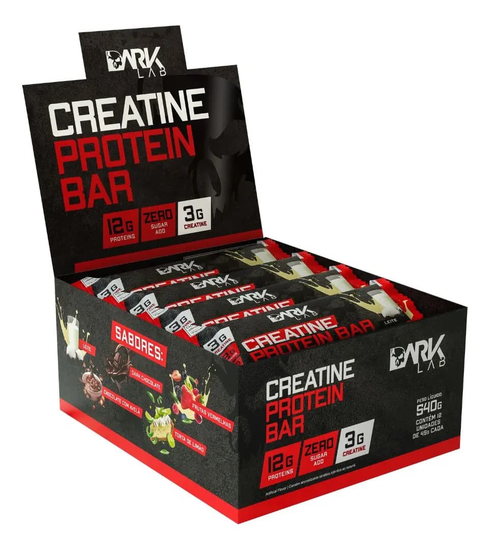 Dark Lab Creatine Protein Bar 12 Un 45g Dark Lab Sabor Ninho