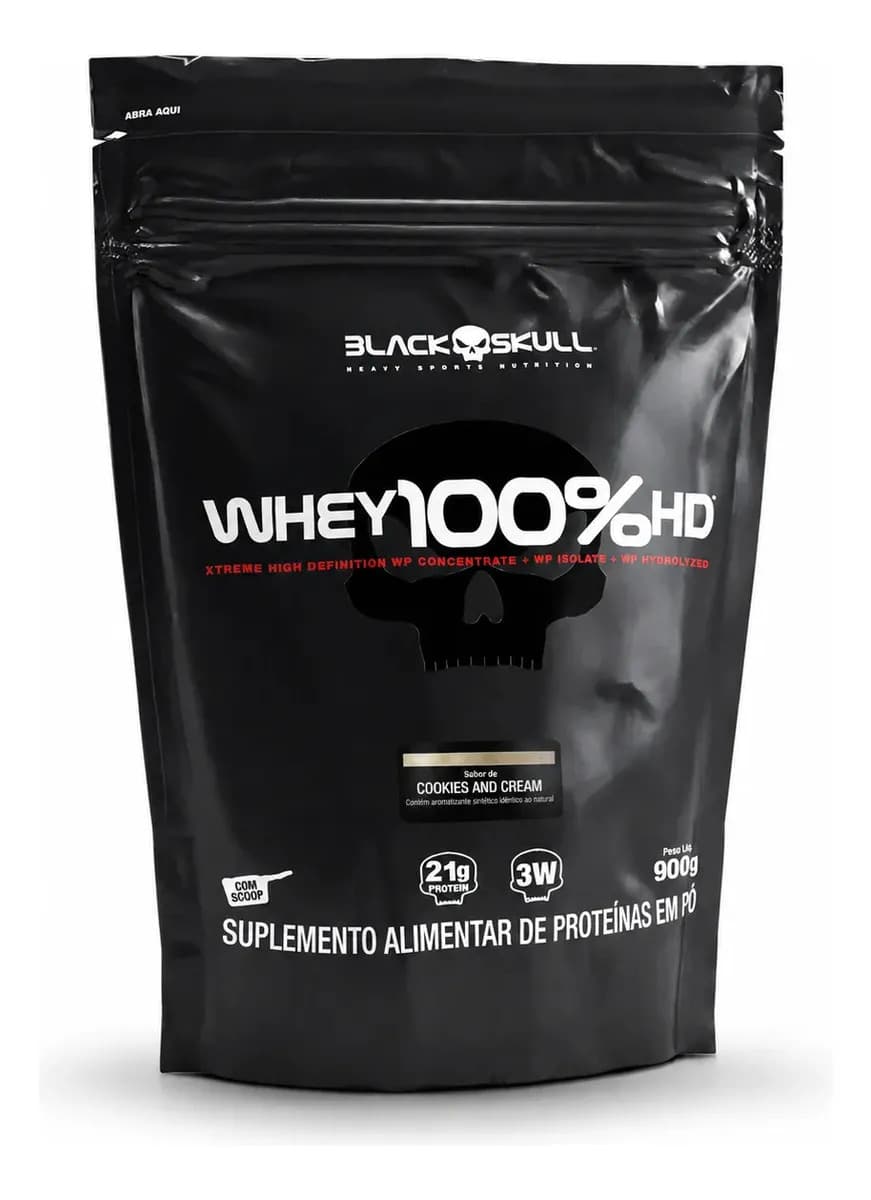 Black Skull Whey 100% HD Black Skull Refil 900g Cookies