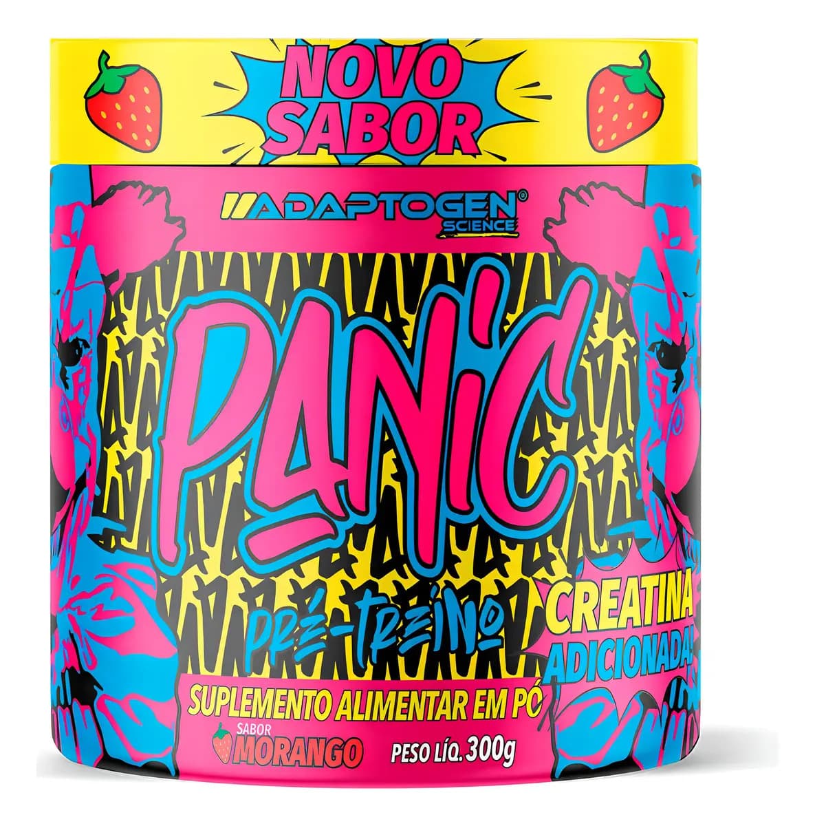 Adaptogen Science Suplemento Em Pó Adaptogen Science Panic Pré Treino Com Creatina Pote 300g Sabor Morango
