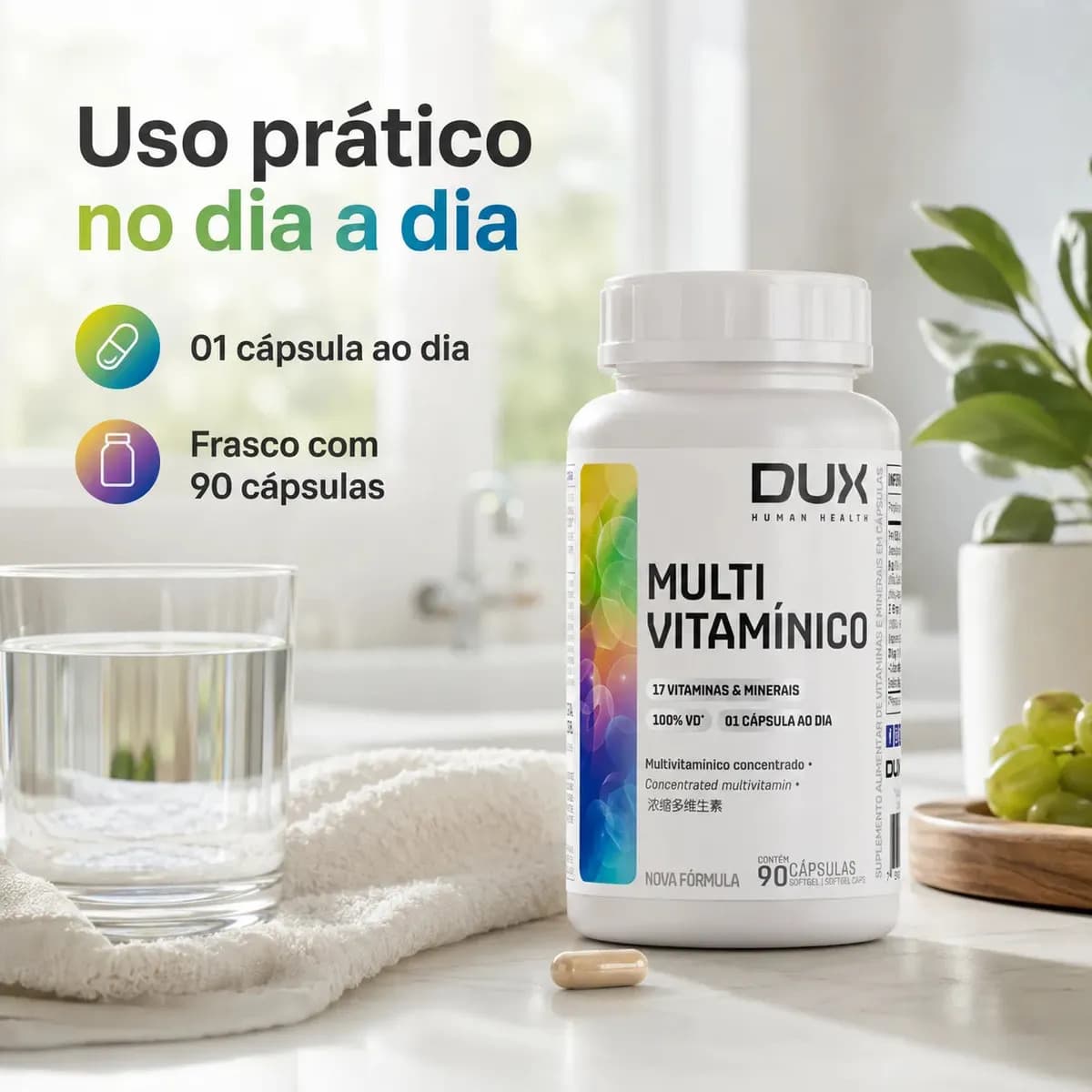 Dux Nutrition Vitamina Dux Nutrition Polivitaminico Dux Multivitamínico em cápsula Sem sabor x 100mL de 90 un