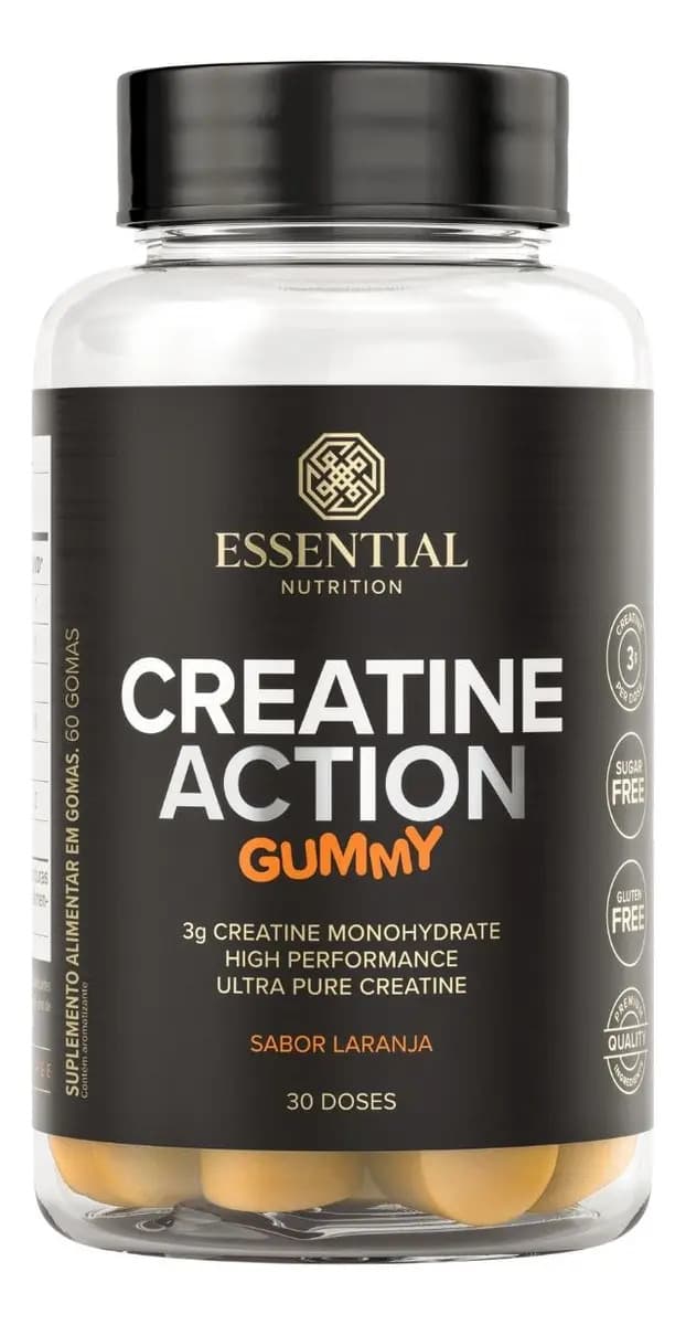 Essential Nutrition Creatina Essential Em Gomas Creatine Action Gummy 60gomas Sabor Laranja