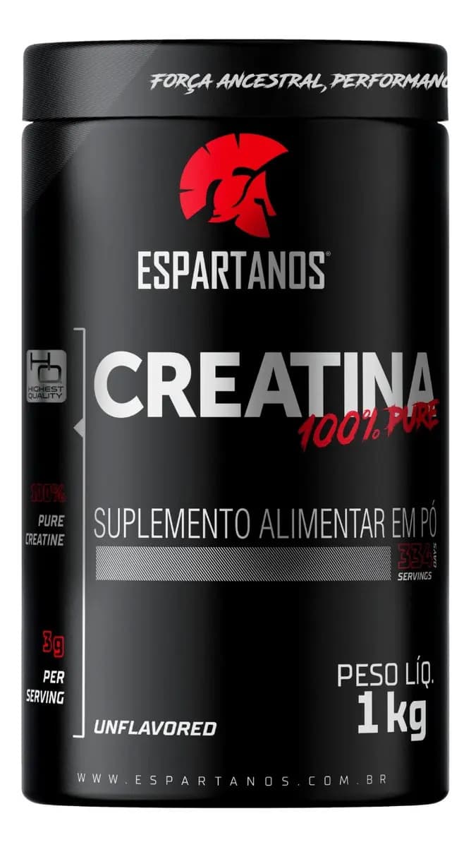 Espartanos Creatina Pó 100% Pura Monohidratada Espartanos 1kg Aprovada Sabor Neutro