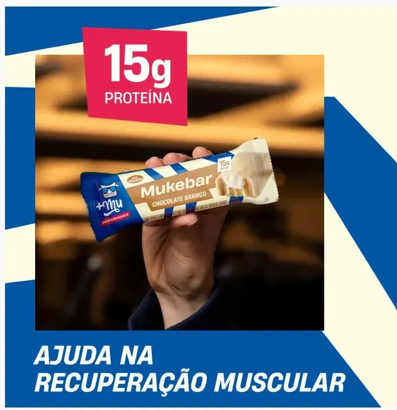 +Mu Barra de Proteína Mukebar Chocolate Branco 60g Display 12 un. +Mu