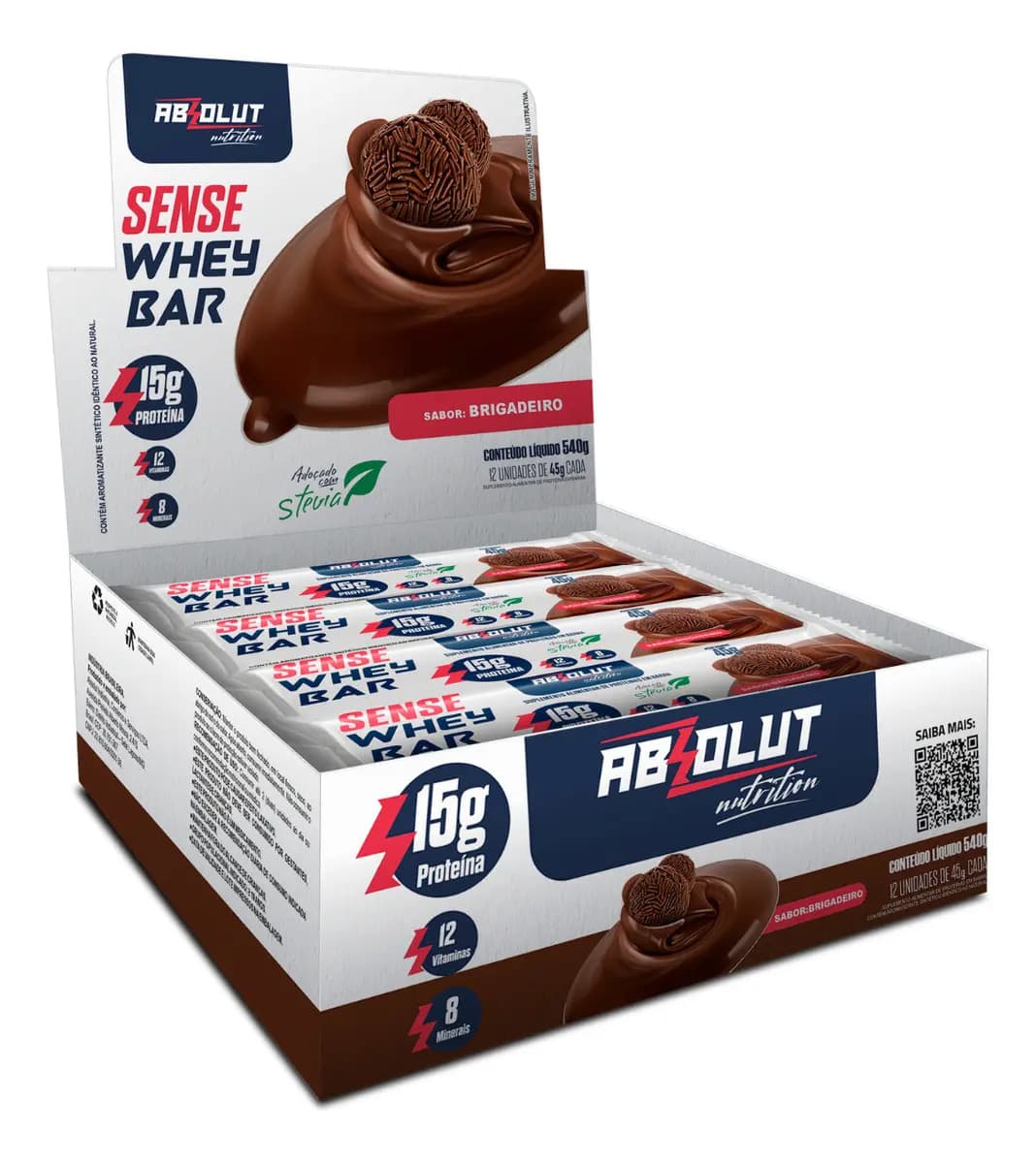 Absolut Nutrition Barrinha de Proteína Absolut Nutrition Brigadeiro Sense Whey Bar 12x45g