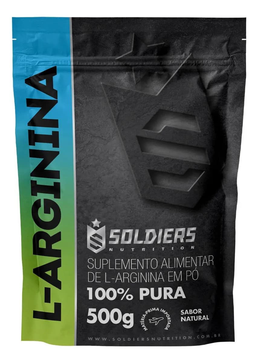 Soldiers Nutrition Arginina Em Pó 500g 100% Pura Soldiers Nutrition Performance e Recuperação Muscular