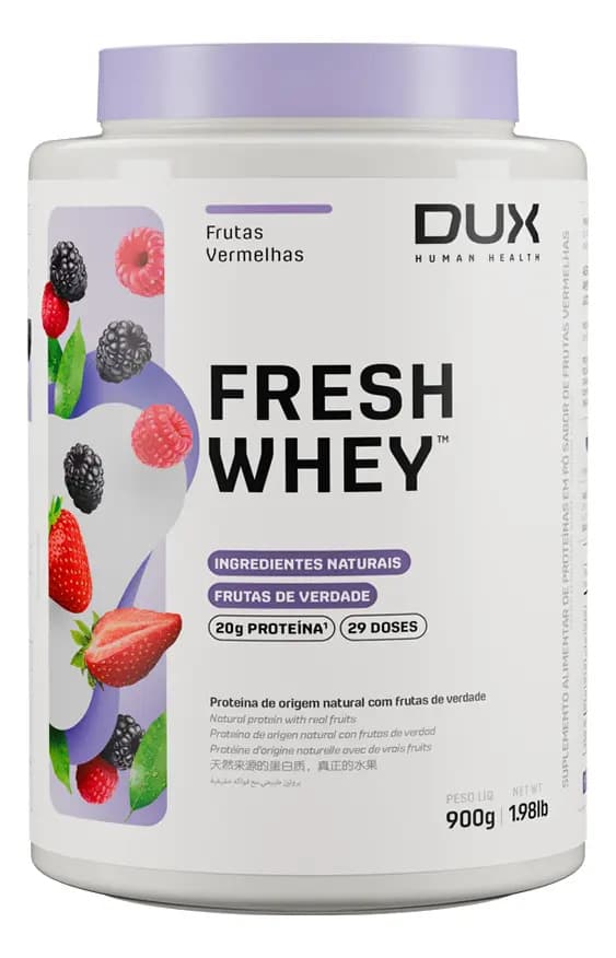 Dux Nutrition Fresh Whey Sabor Frutas Vermelhas Pote com 900g Dux Nutrition