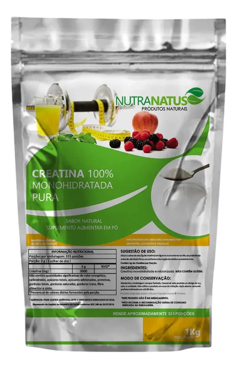 Nutra Natus Creatina Monohidratada Pura 1kg Importada Alta Qualidade
