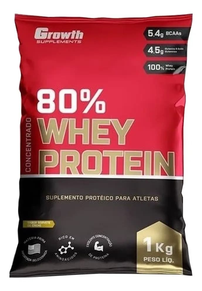 Growth Supplements Whey Concentrado 80% Whey Protein - Growth Supplements Sabor Chocolate Branco