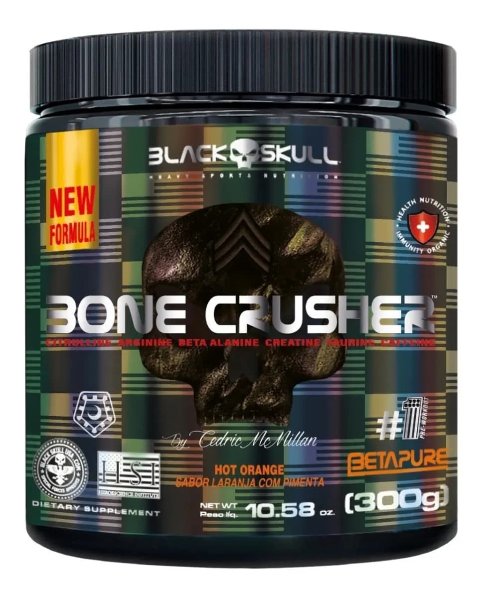 Black Skull Pré-Treino Bone Crusher Black Skull 300g - Hot Orange
