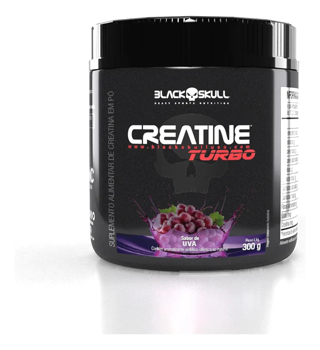 Black Skull Creatine Turbo sabor uva em pote de 300G Suplemento em pó Black Skull Caveira Preta Turbo