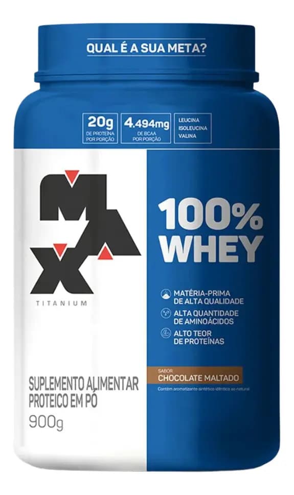 Max Titanium 100% Whey (900g) Max Titanium Sabor Chocolate maltado