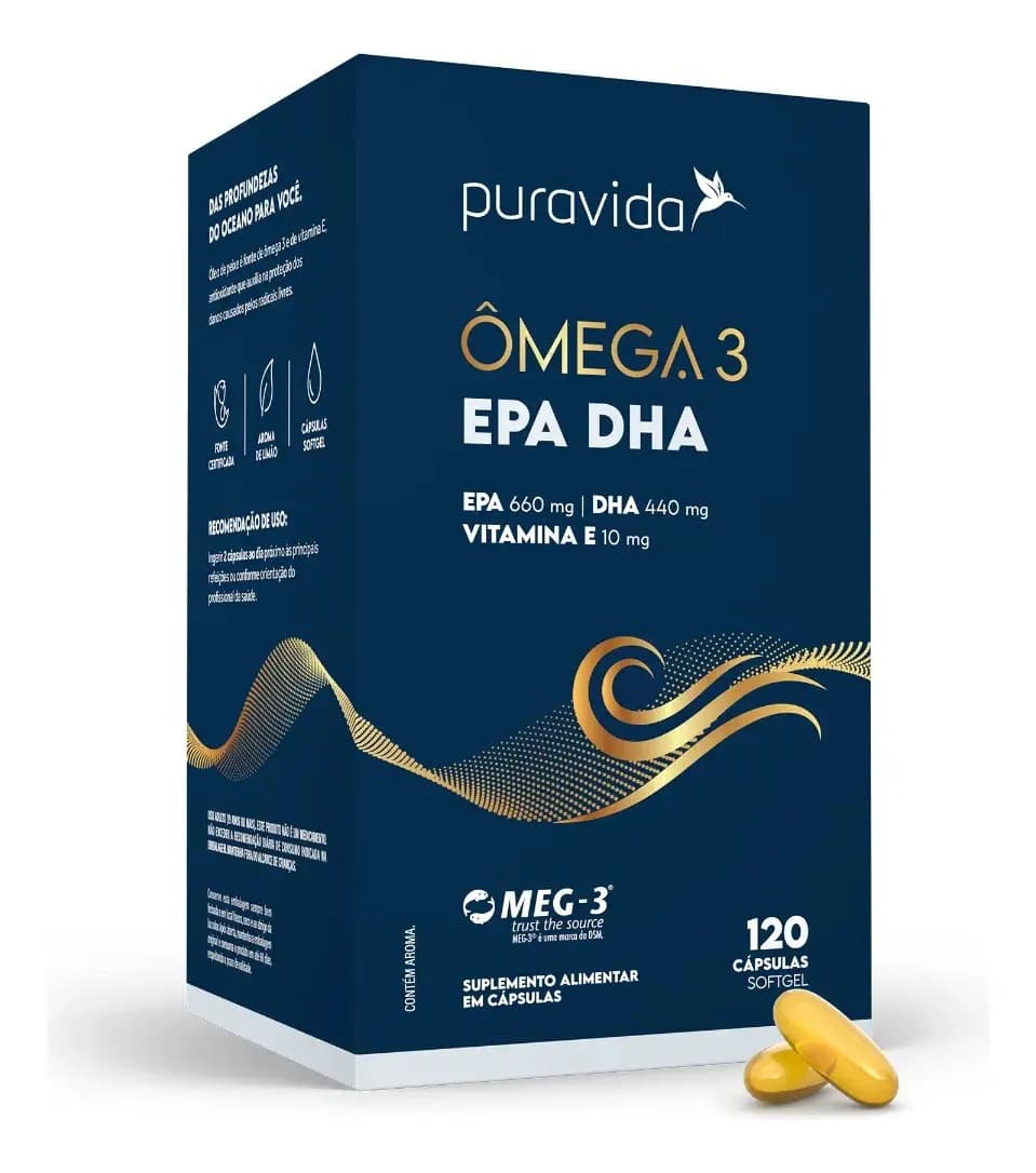 Puravida Puravida Ômega 3 Epa Dha Meg-3 + Vitamina E 120 Cáps