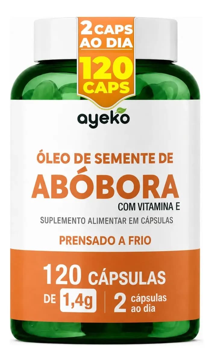 Ayeko Óleo de Semente de Abóbora Ayeko + Vitamina E 120 Cápsulas 1400mg