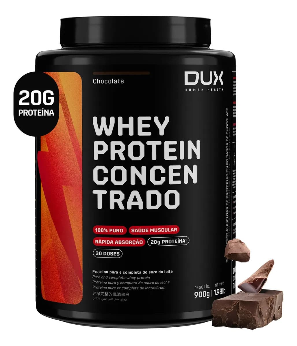 Dux Nutrition Whey Protein Concentrado - Pote 900g Dux Nutrition - Sabor Chocolate