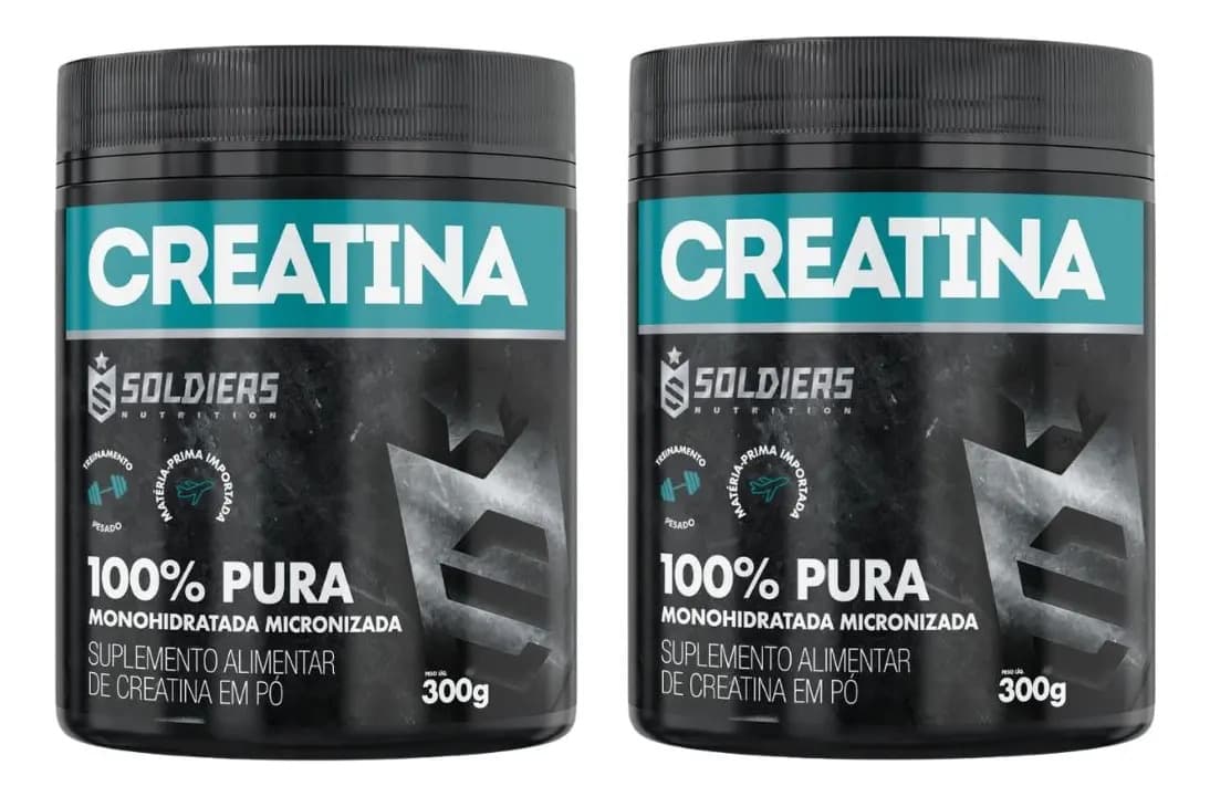 Soldiers Nutrition Kit: 2 Creatina Pote 300g 100% Pura Soldiers Nutrition Treino Performance Fortalecimento