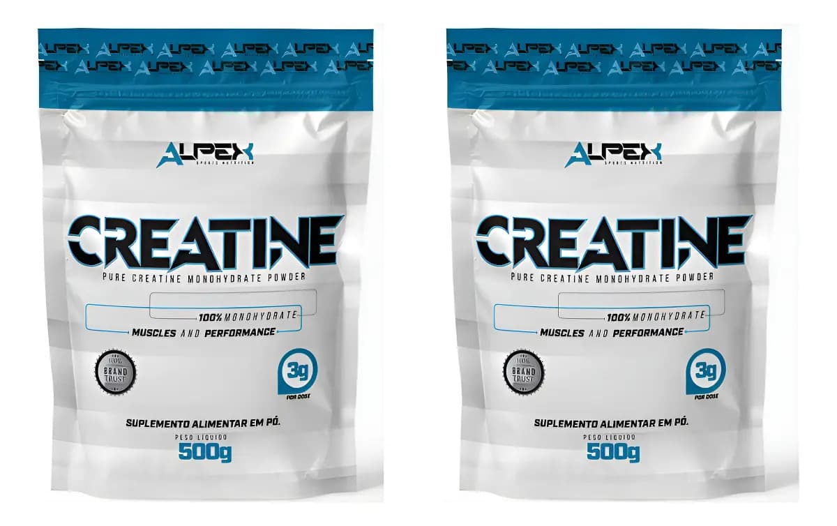 Alpex Sports Nutrition Kit Creatina 100% Pura 1kg (2und 500g) - Alpex Nutrition Sabor Sem Sabor