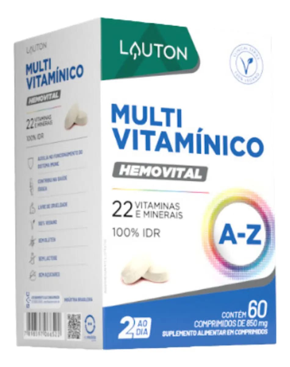 Lauton Multivitamínico Lauton Hemovital para Saúde e Atividade Física 60 Comprimidos