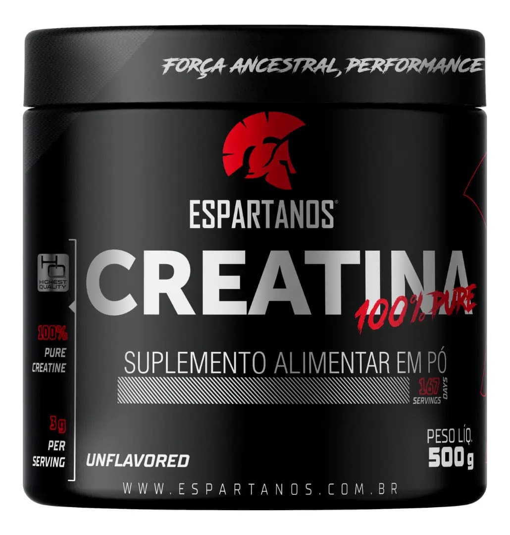 Espartanos Creatina Monohidratada 500g Suplemento em pó 100% Pura Espartanos Sem sabor
