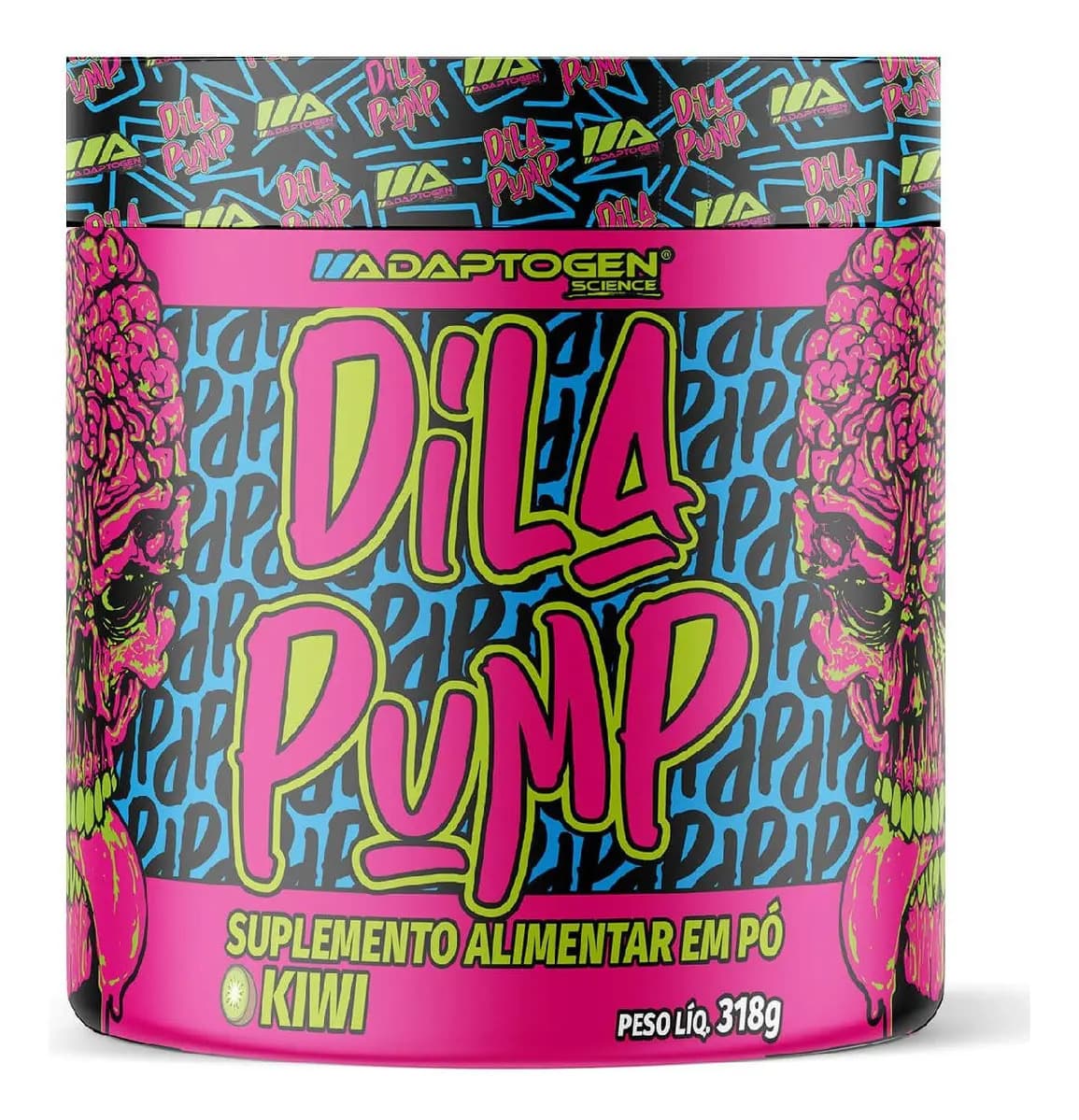 Adaptogen Science Suplemento Em Pó Dila Pump Pre Treino Sem Cafeína Adaptogen Science Pote De 318g Sabor Kiwi