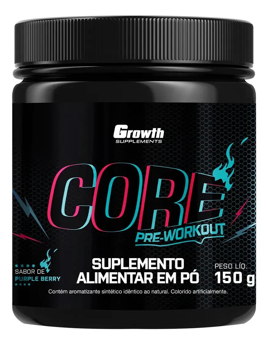 Growth Supplements Pré Treino Core 150g Growth Supplements Purple Berry