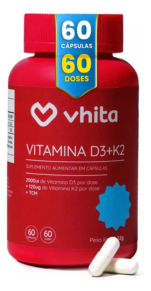 Vhita Vitamina D3 K2 Vhita 60 Cáps ( 2 Meses Cada Pote)