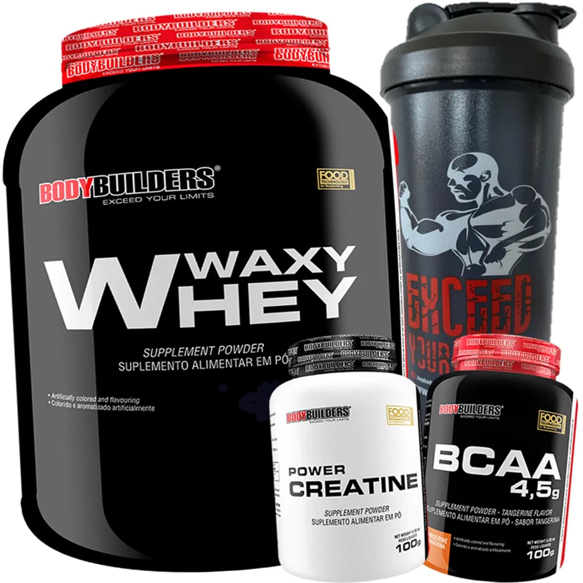 Bodybuilders Kit Whey Protein 2kg Chocolate + Creatina + Bcaa + Coqueteleira - Bodybuilders