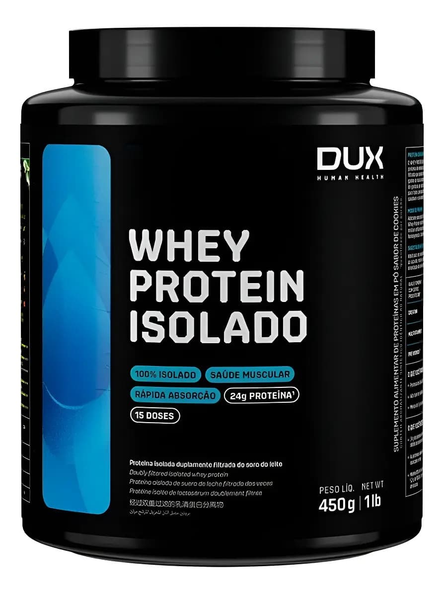 Dux Nutrition Whey Protein Isolado - Pote 450g Dux Nutrition - Sabor Morango