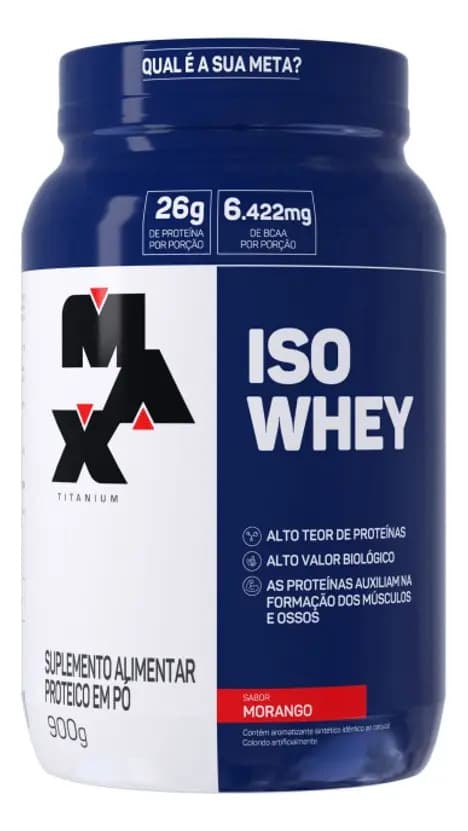 Max Titanium Whey Protein 900g ISO Whey Max Titanium Morango Proteína Isolada