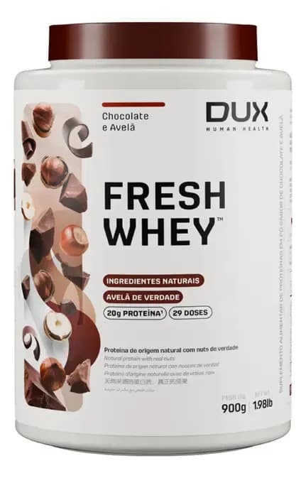 Dux Nutrition Fresh Whey 900g Dux - Sabor Chocolate belga e avelã