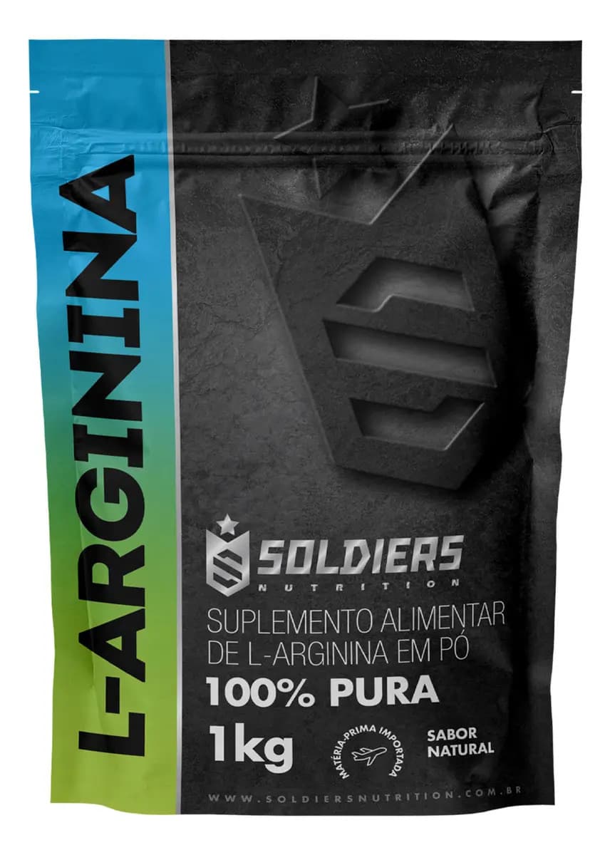 Soldiers Nutrition Arginina Em Pó 1kg 100% Pura Soldiers Nutrition Performance e Recuperação Muscular