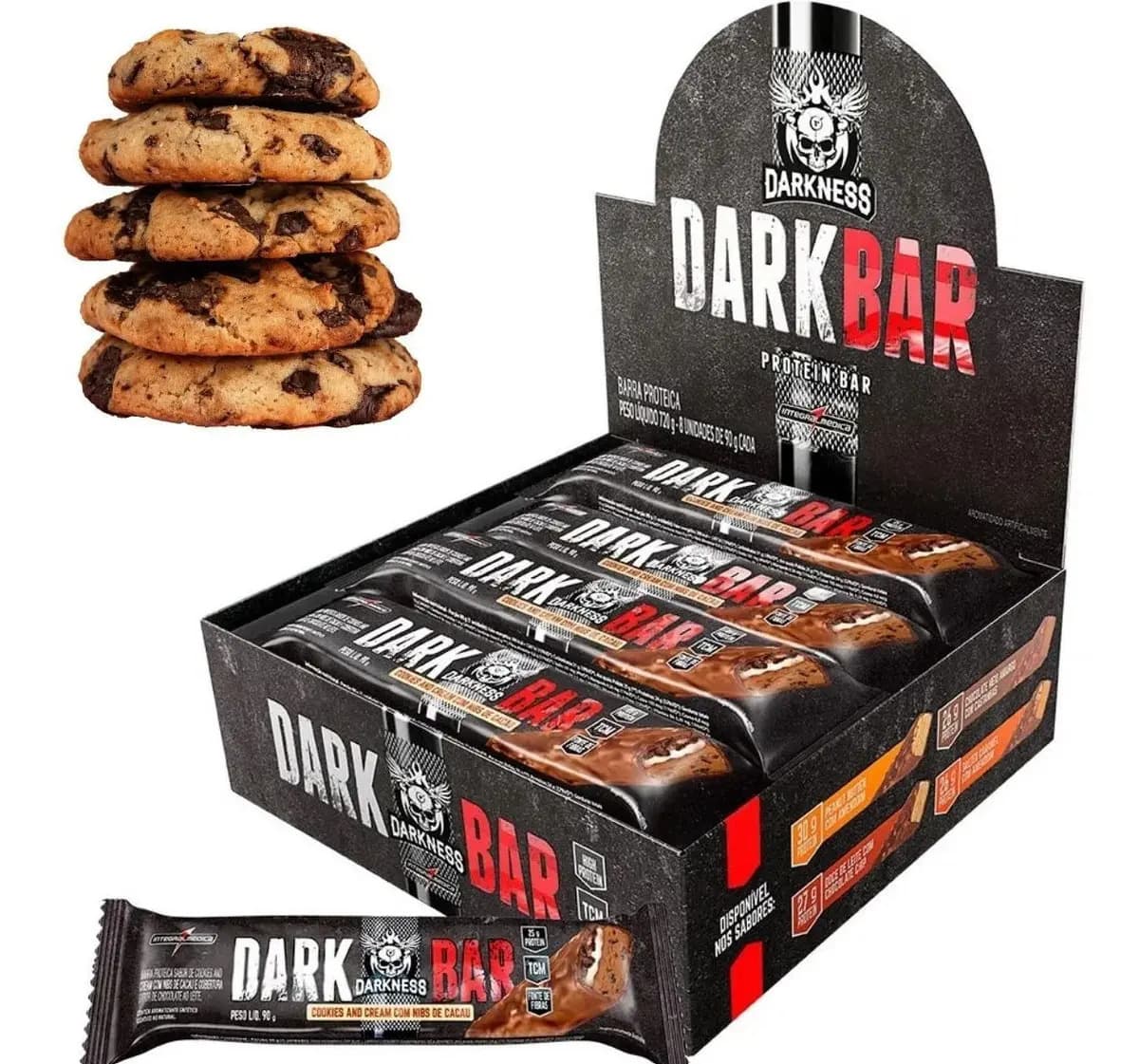 Darkness Nation Dark Bar Barra Darkness Novas Integral Médica Proteína Sabor Cookies And Cream