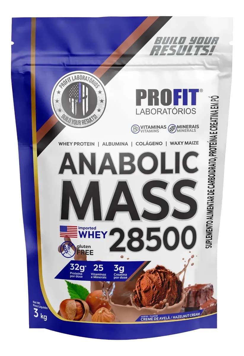 ProFit Laboratórios Hipercalórico Anabolic Mass 28500 Creme De Avelã 3kg Profit